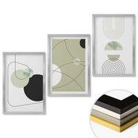 WANDBILDER 3er Set - 40x60 cm Silberner Rahmen - Abstrakte Formen und Farben - Silberfarben, Kunststoff (40/60cm) - ArtPrintCave