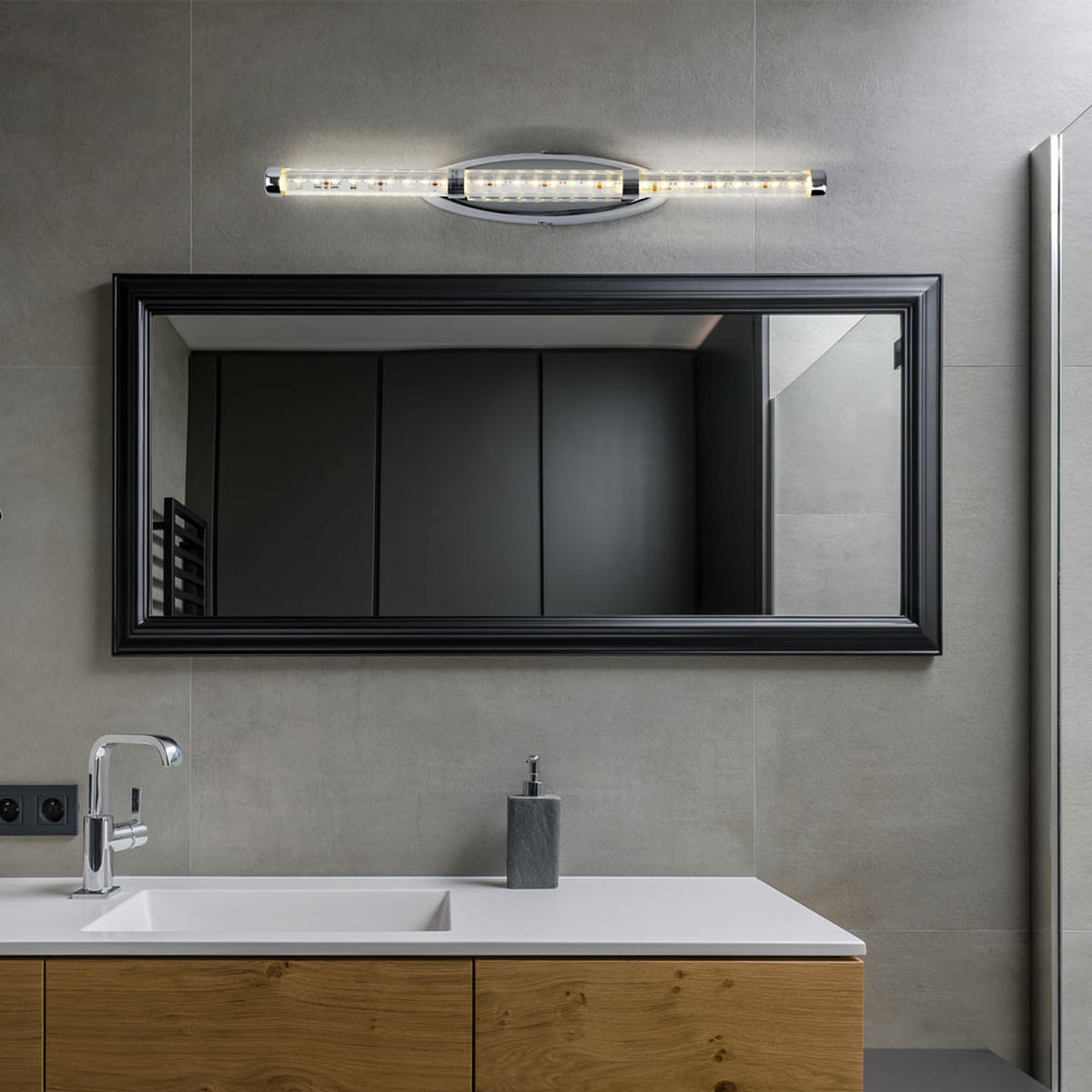 LED WANDLEUCHTE Chrom klar Silber - Silberfarben, Metall (7/50/7.3cm) - Globo Lighting