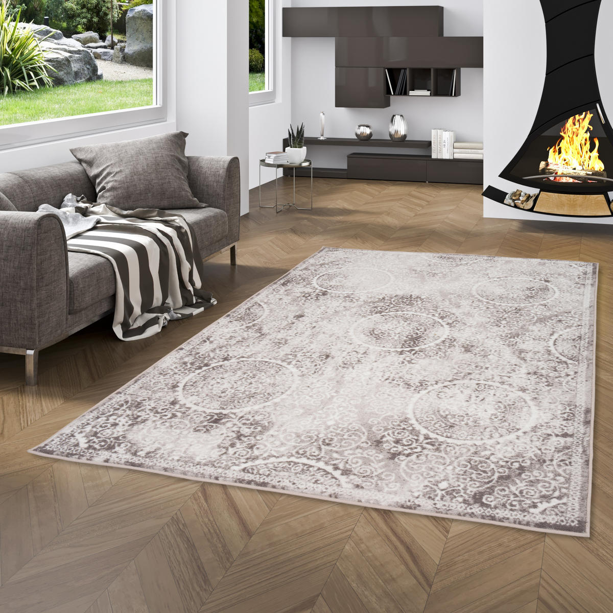 DESIGNER TEPPICH TAWIRA VINTAGE KLASSIK BAROCK - Grau, Textil (80/150cm) - Pergamon