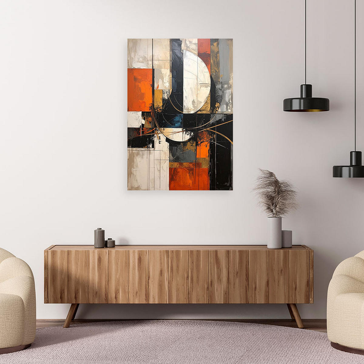 WANDBILD, Moderne bunte Abstrakt Textur - Orange, Textil (30/45cm) - Feeby