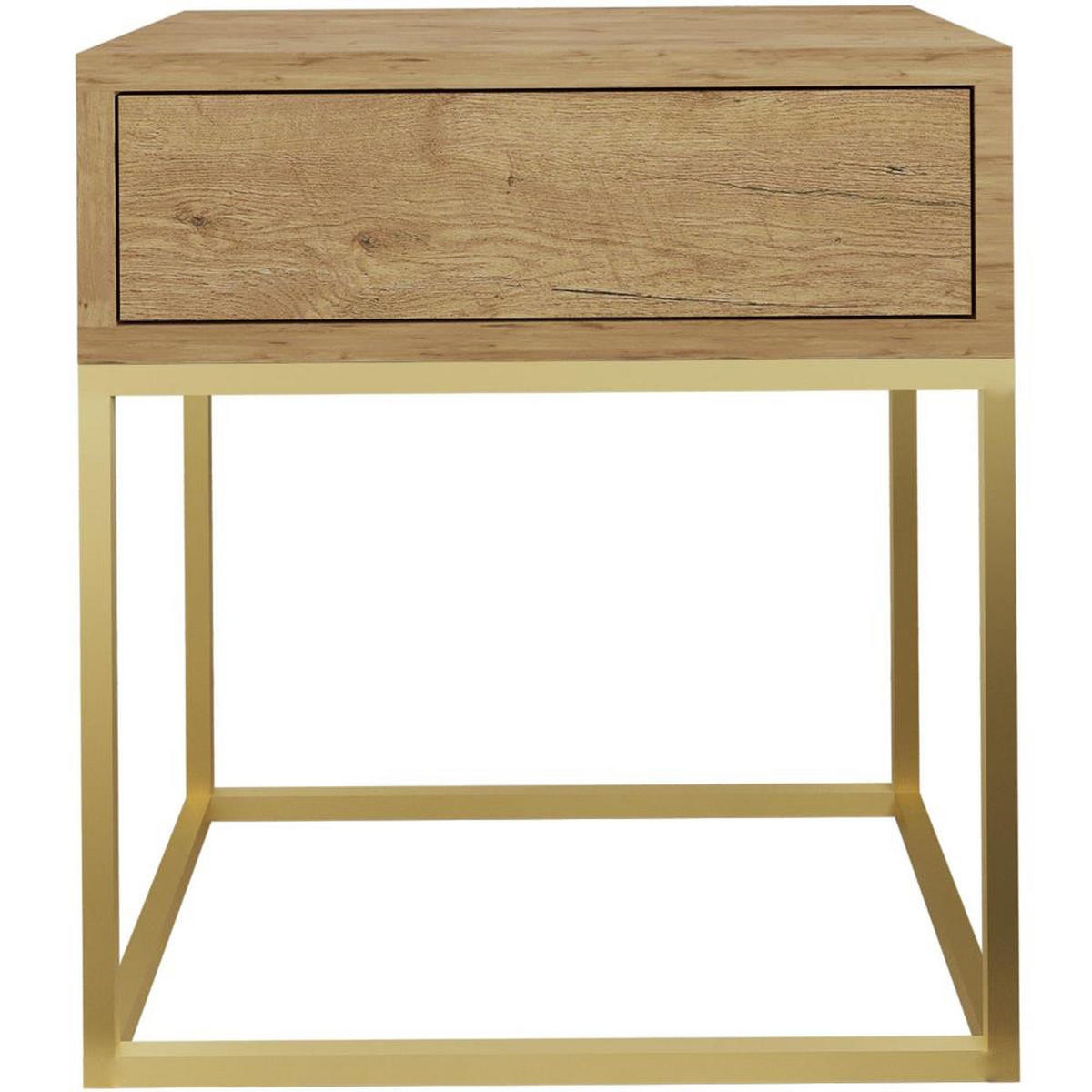 NACHTSCHRANK Kay 45/50/35 eiche Wotan - Eiche Wotan/Goldfarben, Holzwerkstoff/Metall (45/50/35cm) - Beautysofa
