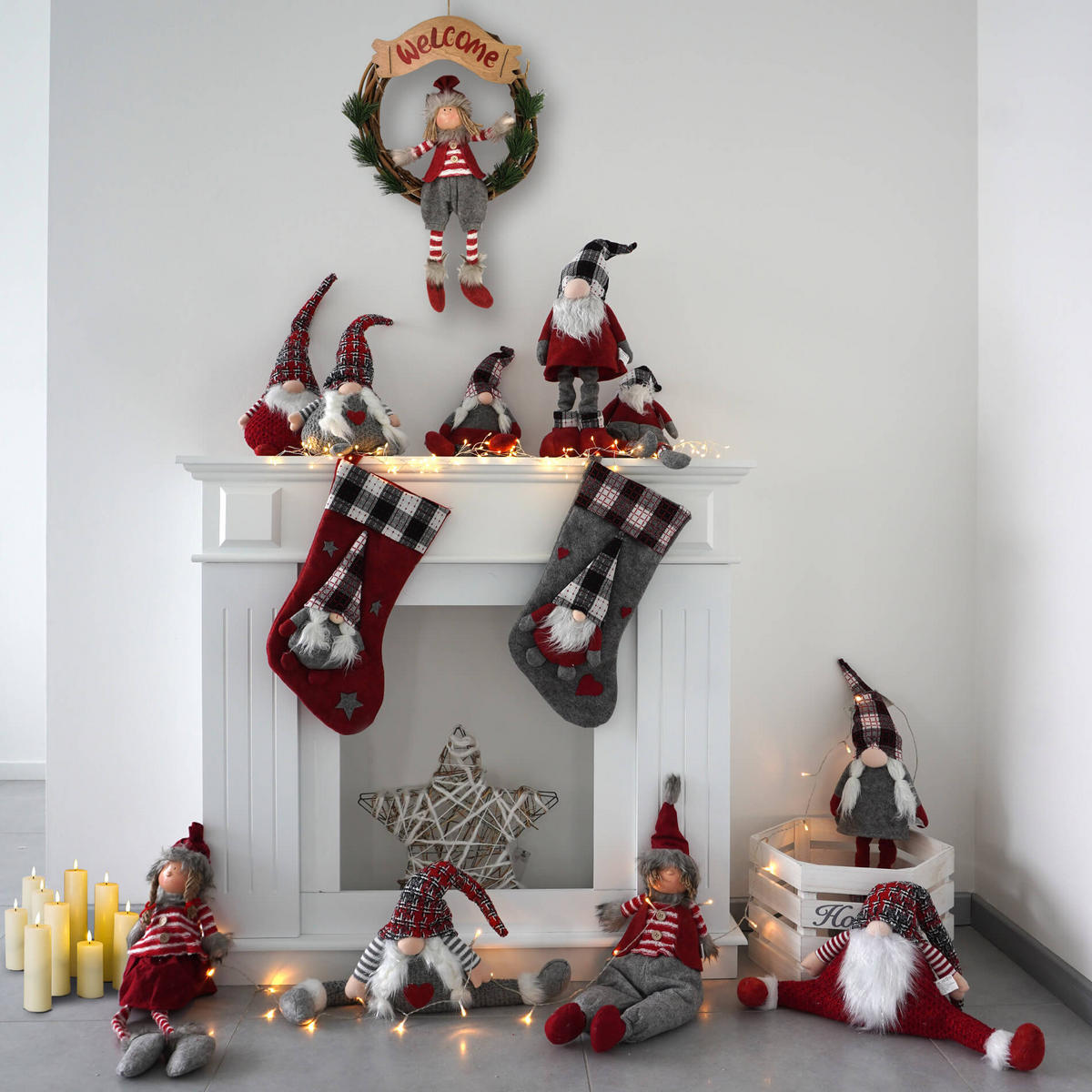TÜRSTOPPER WEIHNACHTSMANN Rot 15/52/52 cm - Rot, Textil (15/52/52cm) - Mobili Rebecca