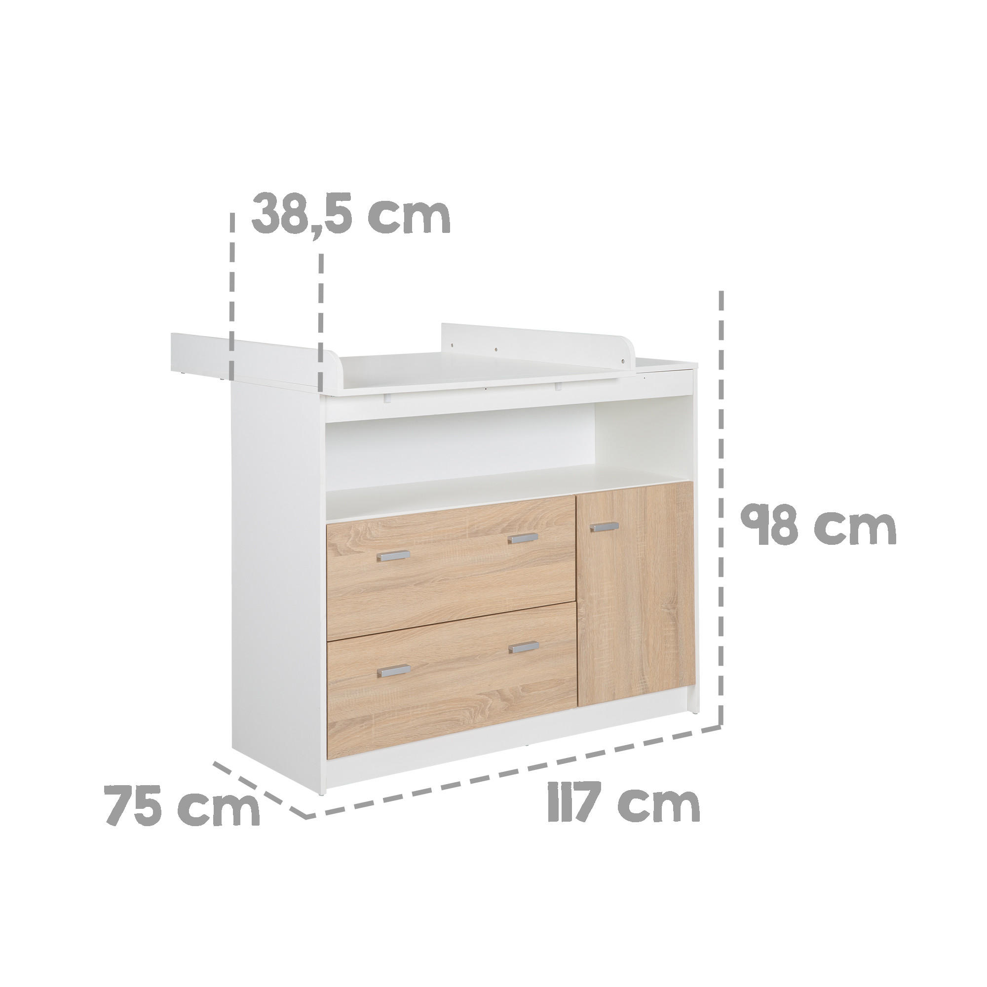 BABYZIMMER-SET Gabriella, mit breiter Wickelkommode, 2-teilig - Multicolor, Holzwerkstoff (76/80/142cm) - Roba