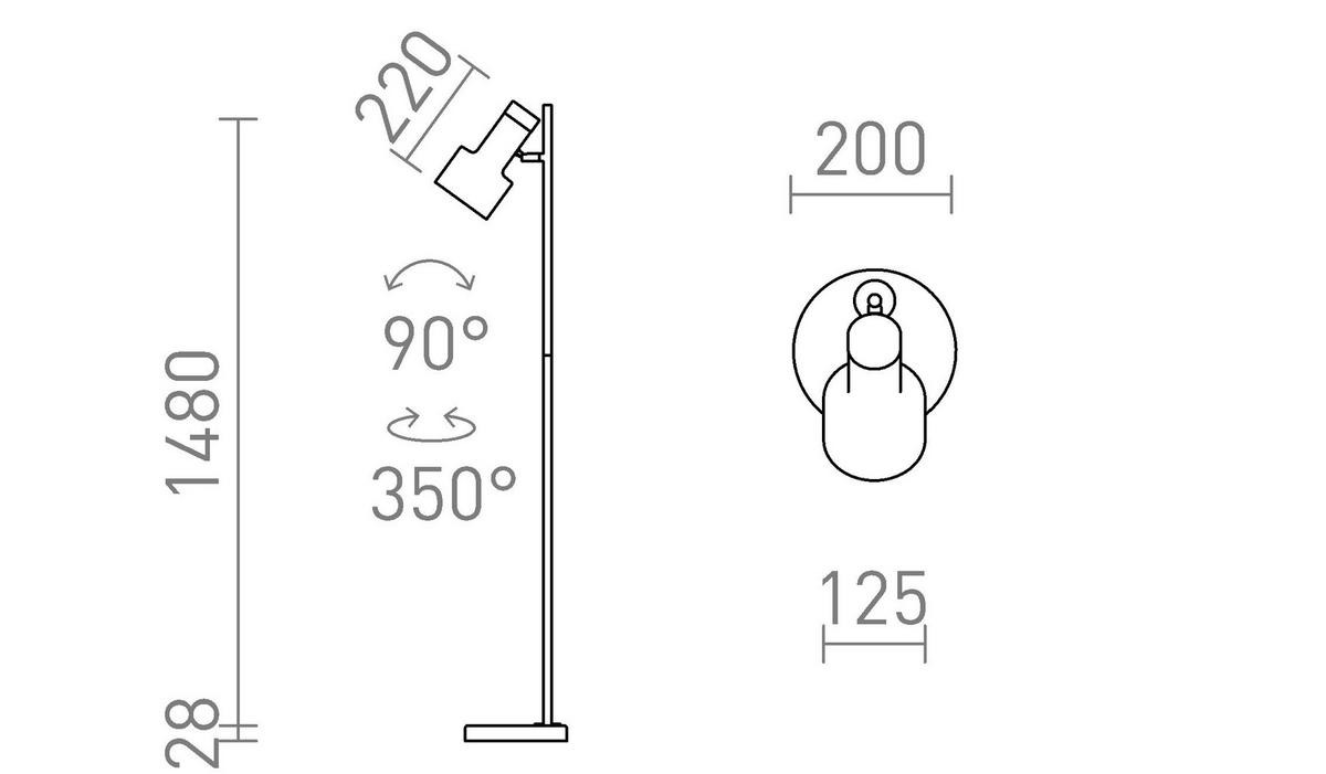 STEHLEUCHTE DIVINA Messing 5 W - Goldfarben, Metall (25/25/160cm) - Rendl