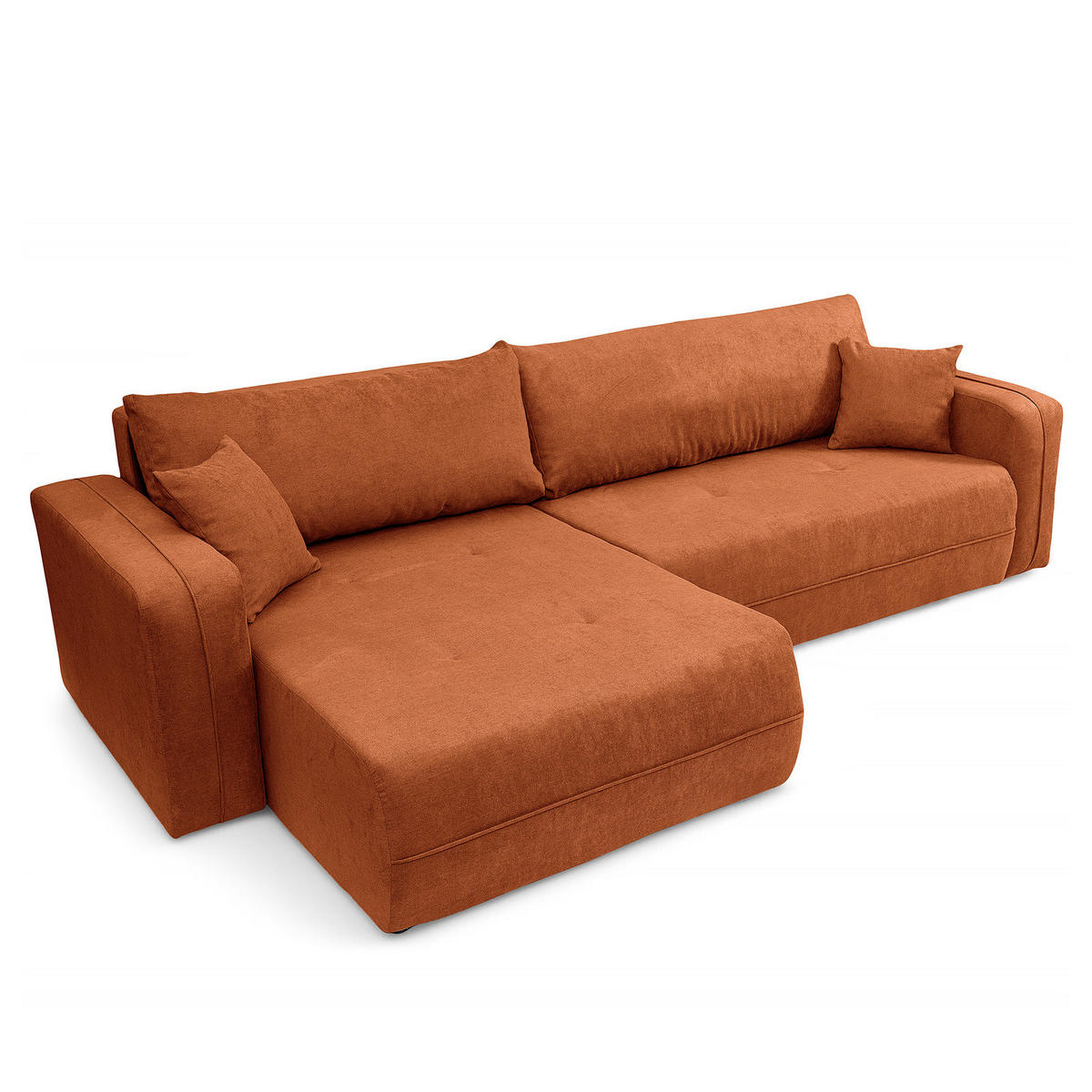 ECKSOFA mit Schlaffunktion - 272 cm - Schwarz/Orange, Kunststoff/Textil (272/145cm) - home24