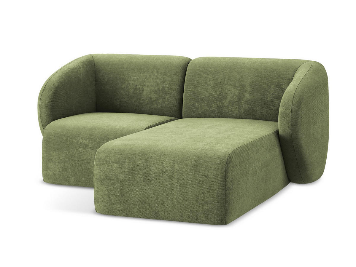 WOHNLANDSCHAFT Bouclé Stoff Grün - Schwarz/Olivgrün, Holzwerkstoff/Kunststoff (325/75/236cm) - Makamii