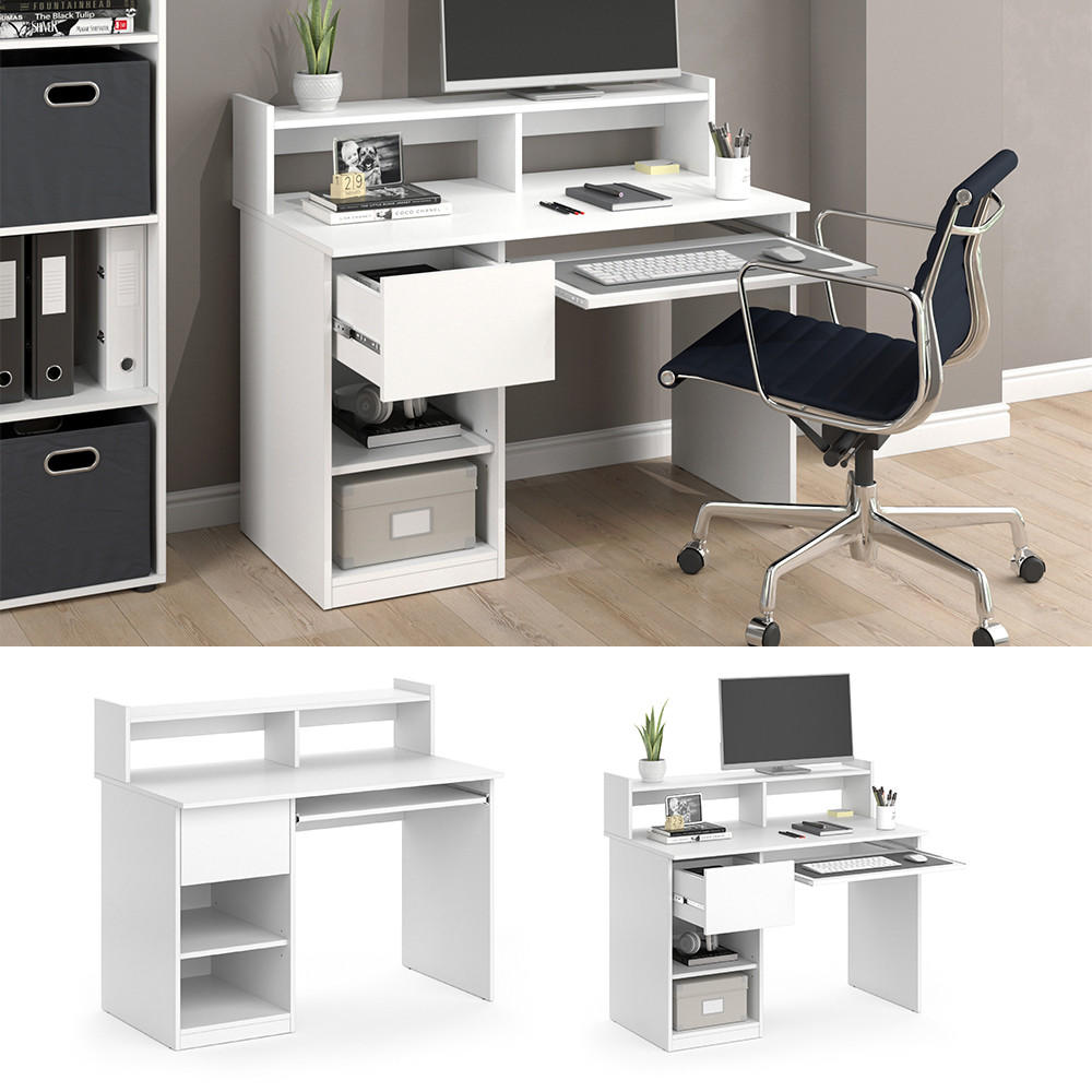 SCHREIBTISCH Keno Weiß 106 x 60 cm - Weiß, Holzwerkstoff (60/106/91.4cm) - Vicco