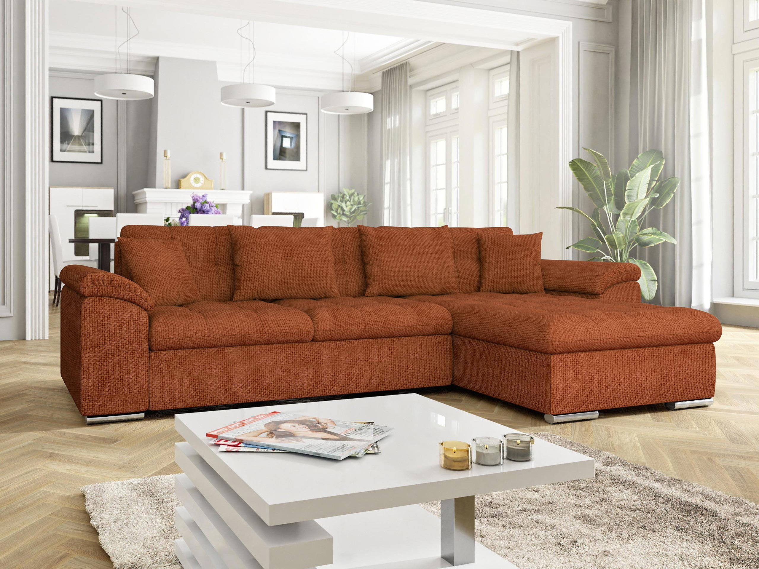 ECKSOFA Diana, Seite: Rechts - Dunkelorange, Holz/Textil (280/160cm) - MIRJAN24