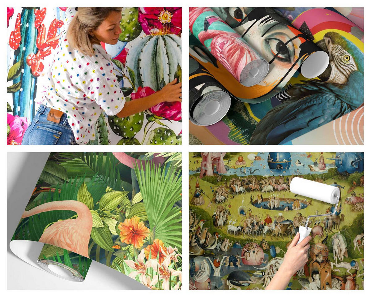 FOTOTAPETE 104x70 cm - Holzmosaik - Beige, Textil (104/70cm) - Wallfluent