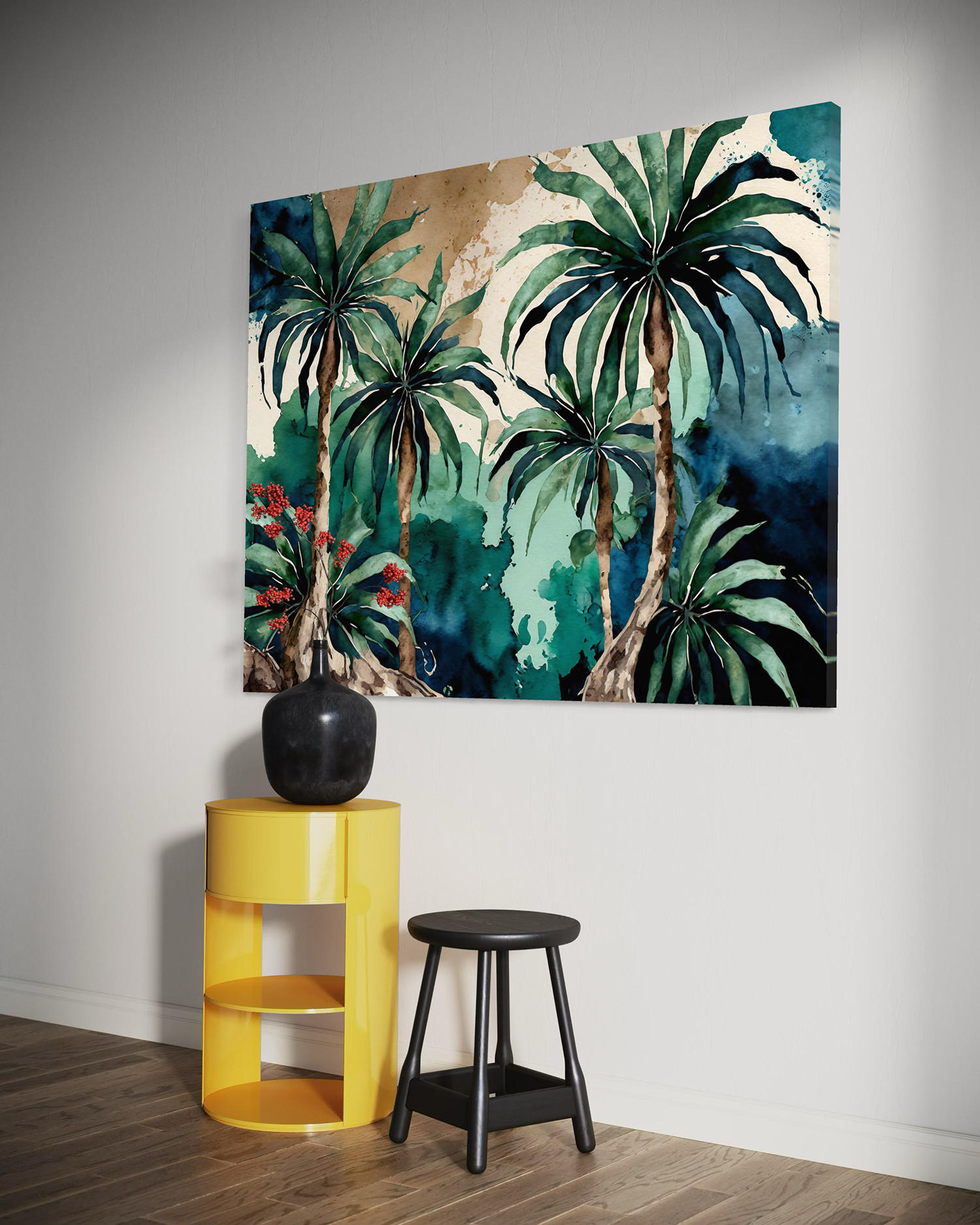 WANDBILD tropische palmen landschaft natur - Grün, Textil (60/40cm) - Feeby