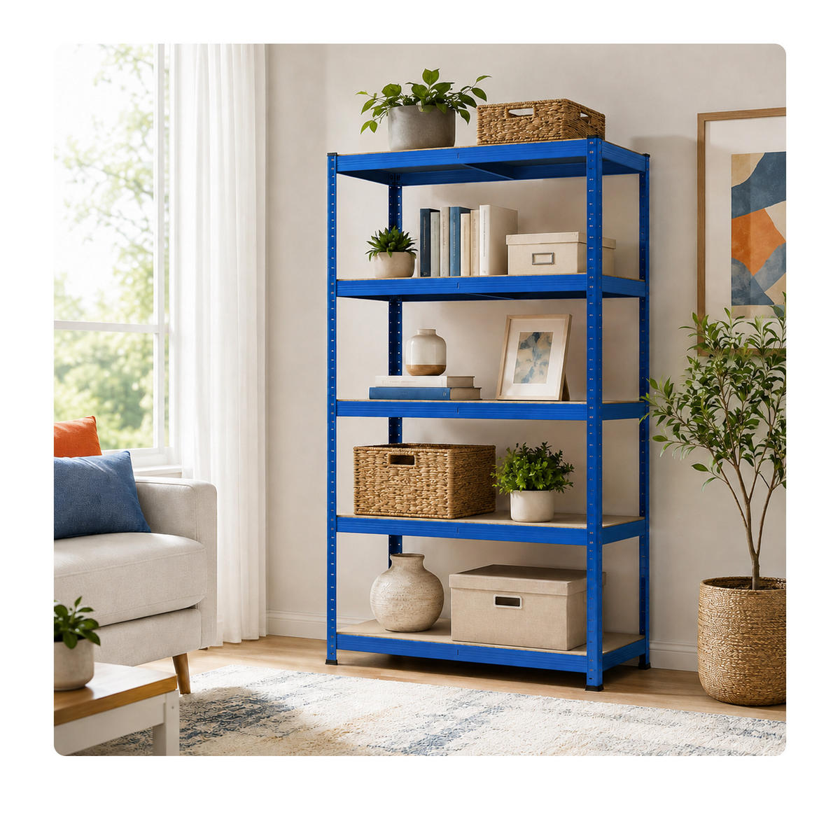 SCHWERLASTREGAL Blau 5 Böden 200x120x50 cm - Multicolor, Holzwerkstoff/Kunststoff (120/200/50cm) - Relaxdays