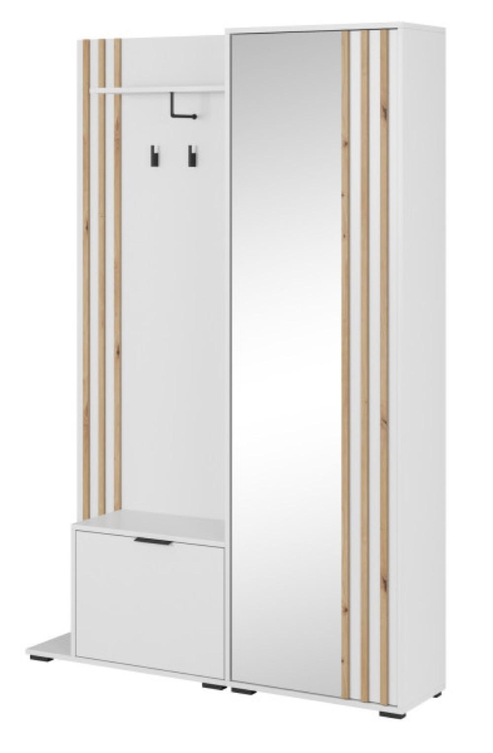 GARDEROBE Weiß MELA Mit Artisan Lamelle - Eiche Artisan/Weiß, Holzwerkstoff (131/192/40cm) - Sepro Meble