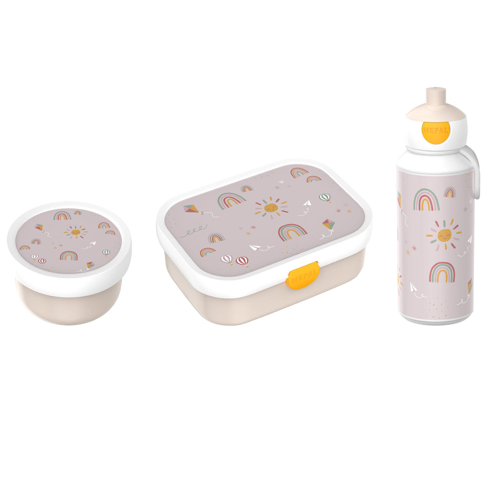 LUNCHSET Campus Sunshine & Rainbow 3er Set - Beige, Kunststoff (6.8/24.4/24cm) - Mepal