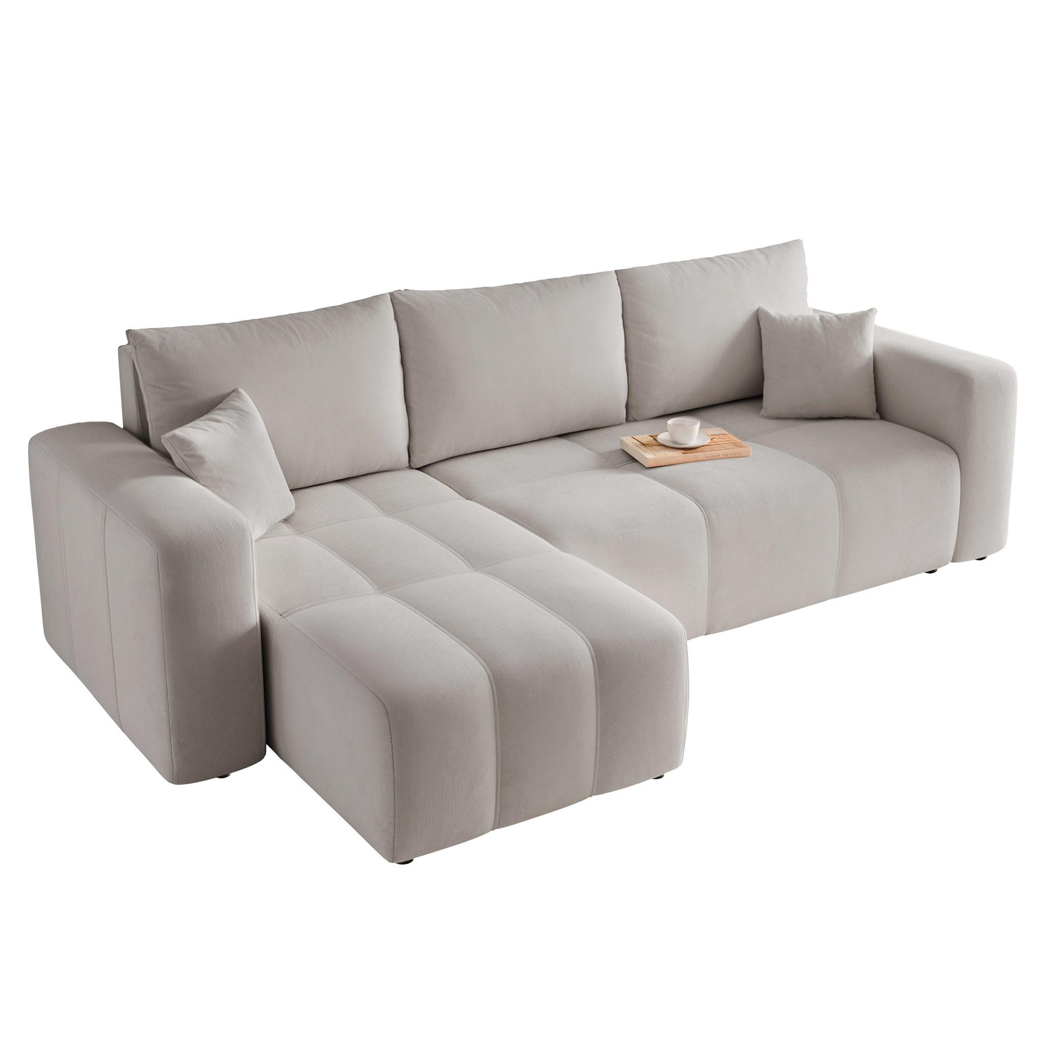 Fun Möbel Ecksofa Hellgrau 248x145 cm