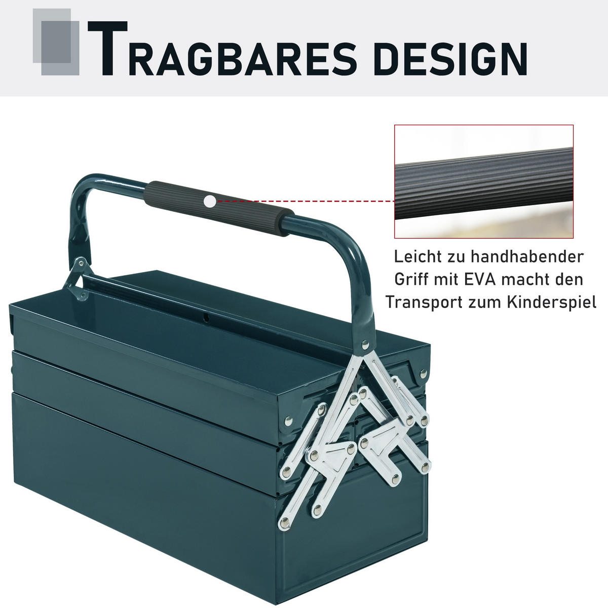WERKZEUGKOFFER - Dunkelgrün, Metall (20/34.5/45cm) - DURHAND