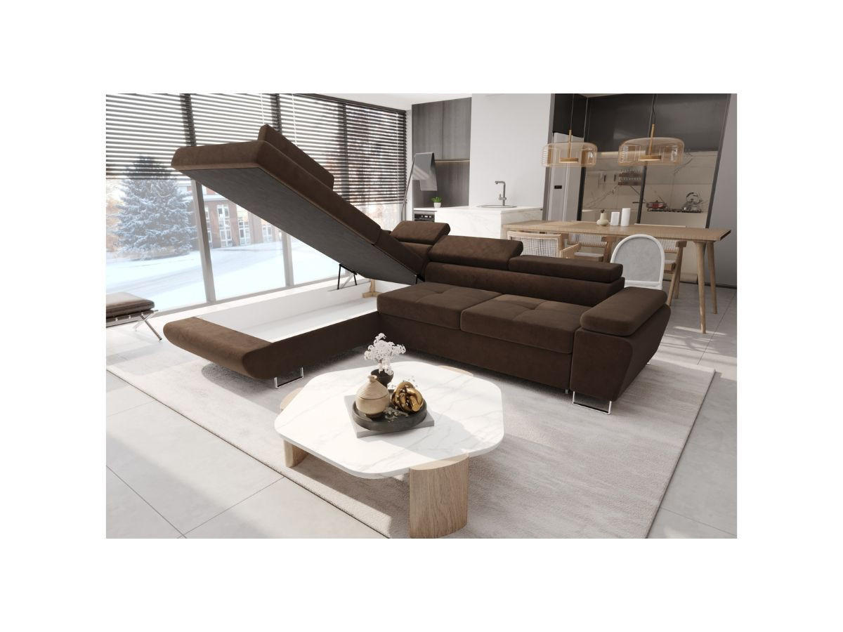 ECKSOFA KONGO RBN04, Eckcouch in L-Form mit Schlaffunktion, Farbe: Rot, Kunstleder, Ottomane Links - Rot, Textil (272/200cm) - O-Sofa