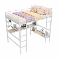 HOCHBETT 140/200 cm in Weiß mit Schreibtisch und Regal - Weiß, Holz/Metall (140/200cm) - STILVORA