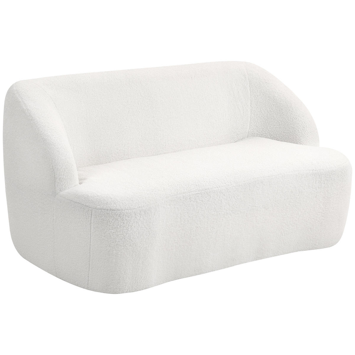 2-SITZER-SOFA DE-06496 geschwungenes Design, Polstersofa mit Fleece-Bezug Cremeweiß - Creme, Textil (142/73.5/85cm) - ComfortXL