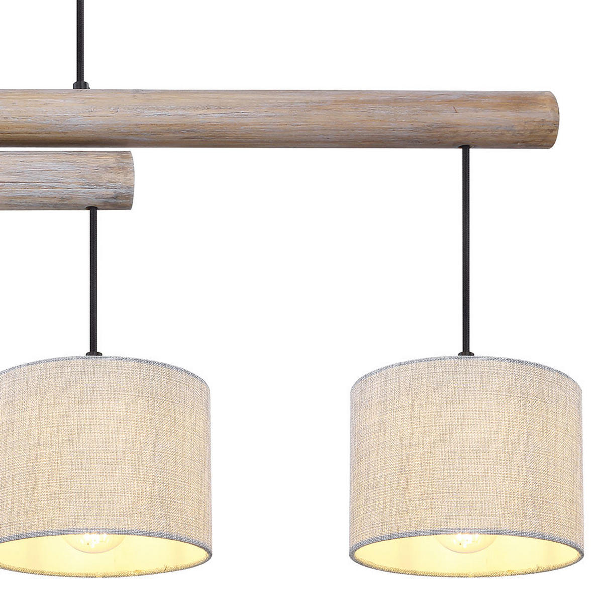 HÄNGELEUCHTE Holzoptik Beige Schwarz - Beige, Holz (113/18/120cm) - Globo Lighting