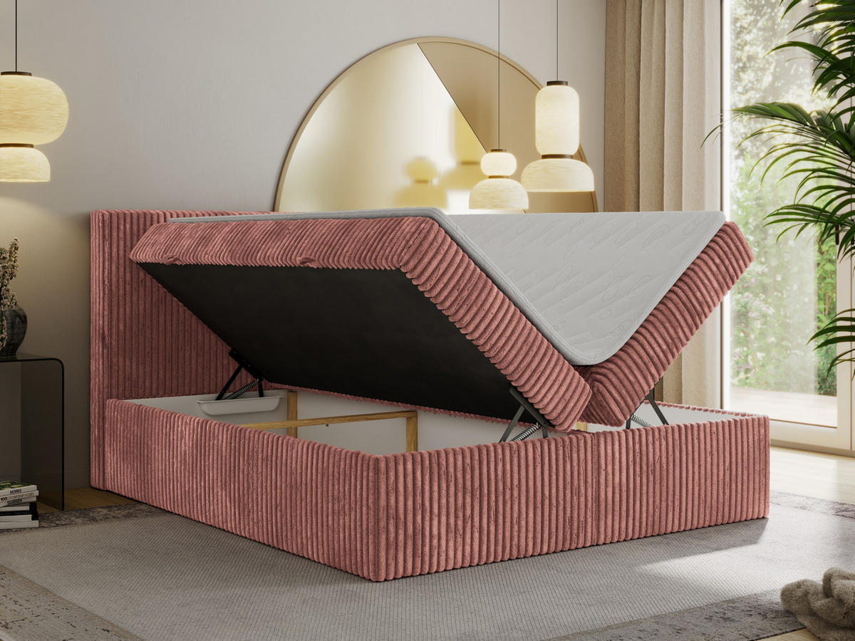 BOXBETT TILIANO 140/200 - Rosa Cord - H3 - Rosa, Textil (140/200cm) - MKS
