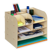 SCHREIBTISCH Organizer - Hellbraun, Holzwerkstoff (25/32.5/27.5cm) - Relaxdays