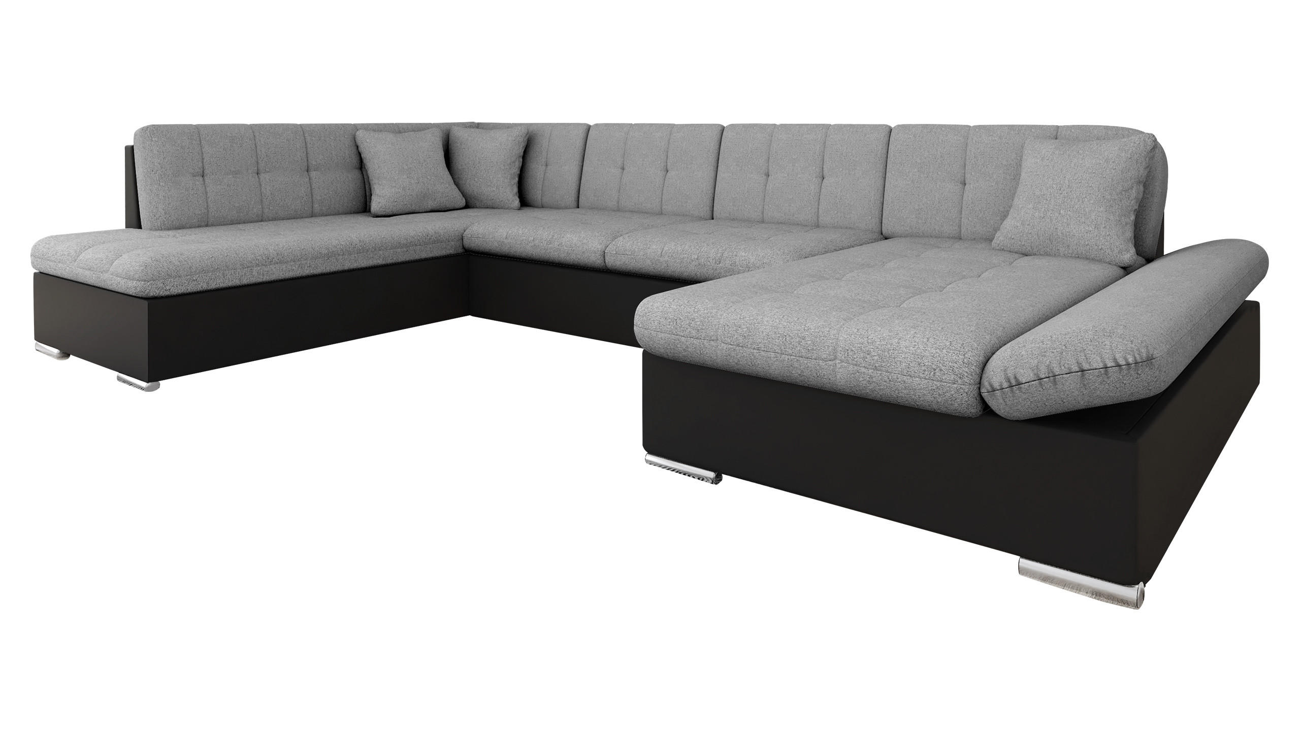 ECKSOFA Bergen, Seite: Rechts - Silberfarben/Schwarz, Holz/Textil (345/76/205cm) - MIRJAN24