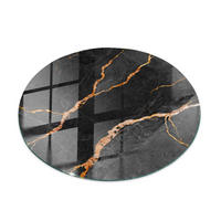 TISCHPLATTE Ø60 cm Marmoroptik mit Aderung Rund - Goldfarben/Schwarz, Glas (60/60/0.4cm) - TULUP