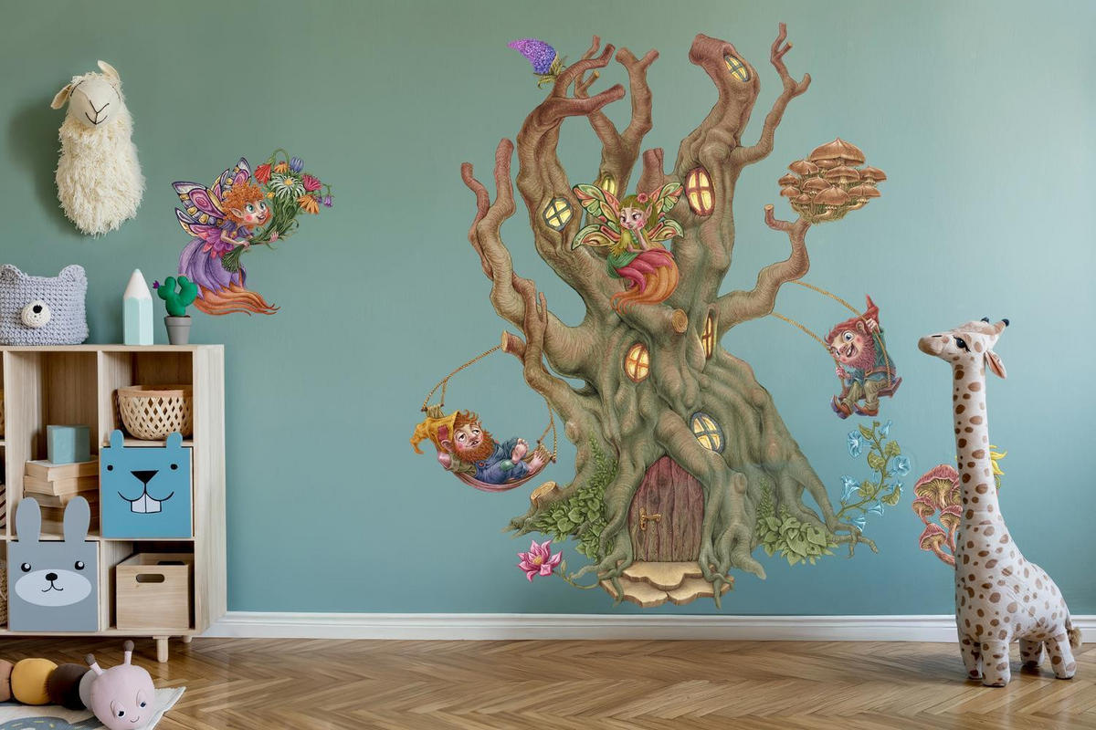 WANDAUFKLEBER 80x129cm - Feenwald - Multicolor, Kunststoff (80/129/0.1cm) - Wallfluent