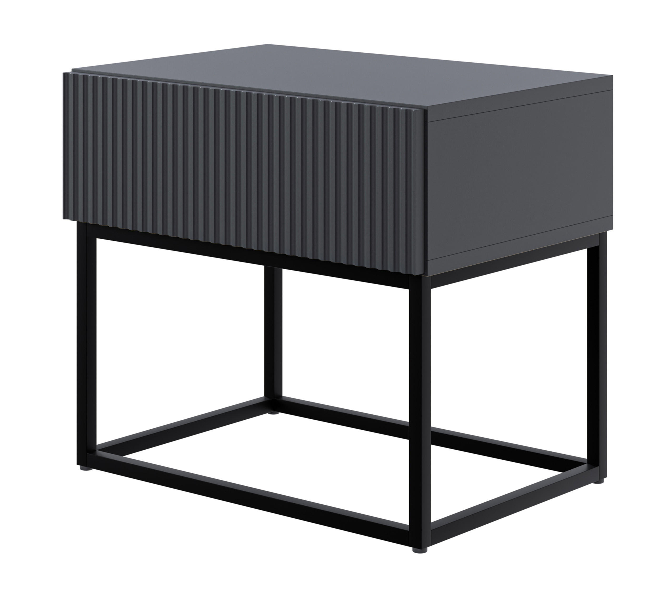 NACHTSCHRANK Veldio Schwarz mit schwarzen Beinen 50 cm - Schwarz, Holzwerkstoff/Metall (50/44/35.6cm) - Selsey
