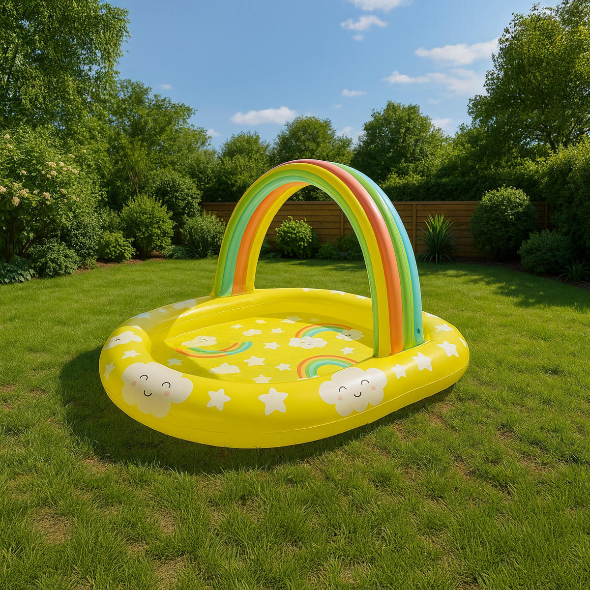 PLANSCHBECKEN Regenbogen 144 x 128 x 84 cm mit Bogen Spielpool - Gelb, Kunststoff (144/128/84cm) - Avenli