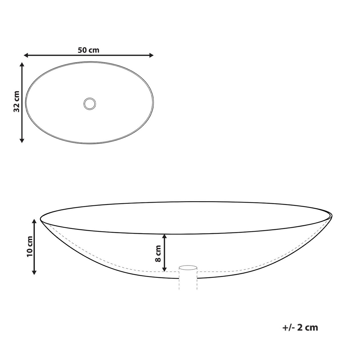 AUFSATZWASCHBECKEN Weiß 50/32 cm Acurizal - Weiß, Kunststoff (50/10/32cm) - Beliani