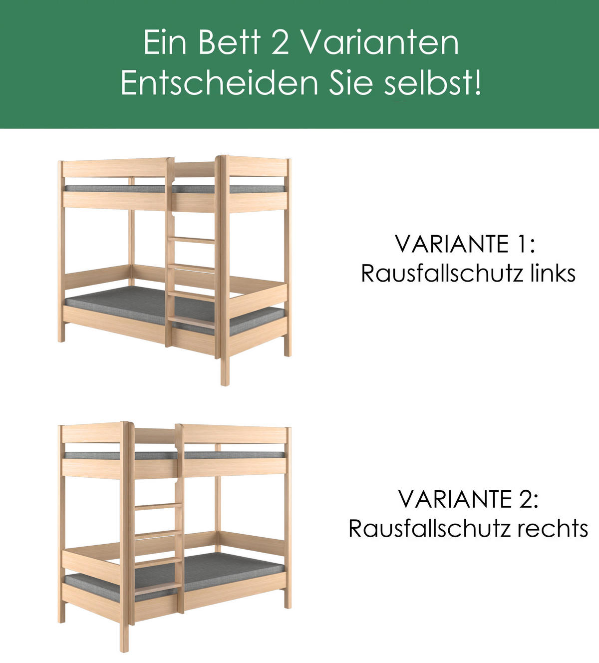 ETAGENBETT Diego 180x80 naturweiß mit Schubladen - Naturfarben, Holzwerkstoff (80/180cm)