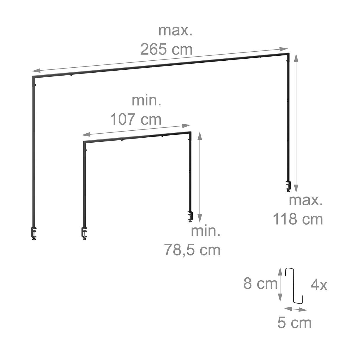 STOLNÍ rám - černá, kov (265/118/4.5cm) - Relaxdays