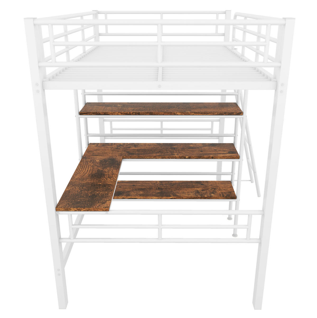 HOCHBETT 90/200 cm Weiß aus Metall mit Schreibtisch - Weiß, Metall (90/200cm) - OKMYHOME
