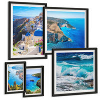 BILDER SET 5er Set - 50x50 cm & 20x30 cm & 40x60 cm Schwarzer Rahmen - Griechische Ansichten von Santorin Oia - Schwarz, Kunststoff (40/60cm) - TULUP