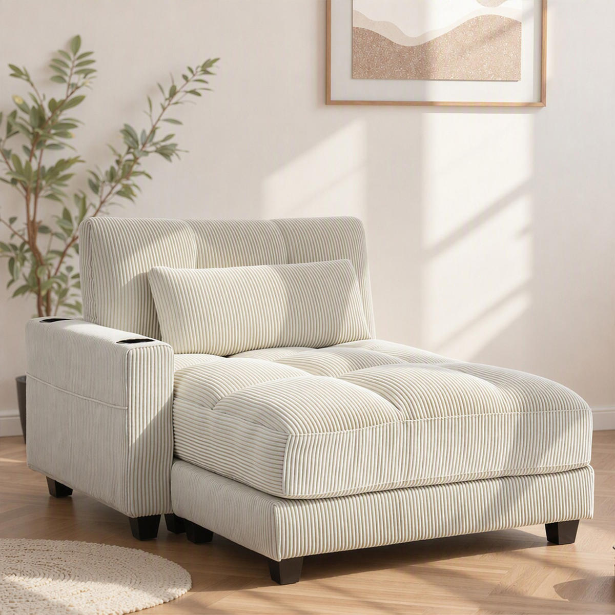 SCHLAFSESSEL Creme 147.0/114.0/86.0 cm - Creme, Textil (114/86/147cm)