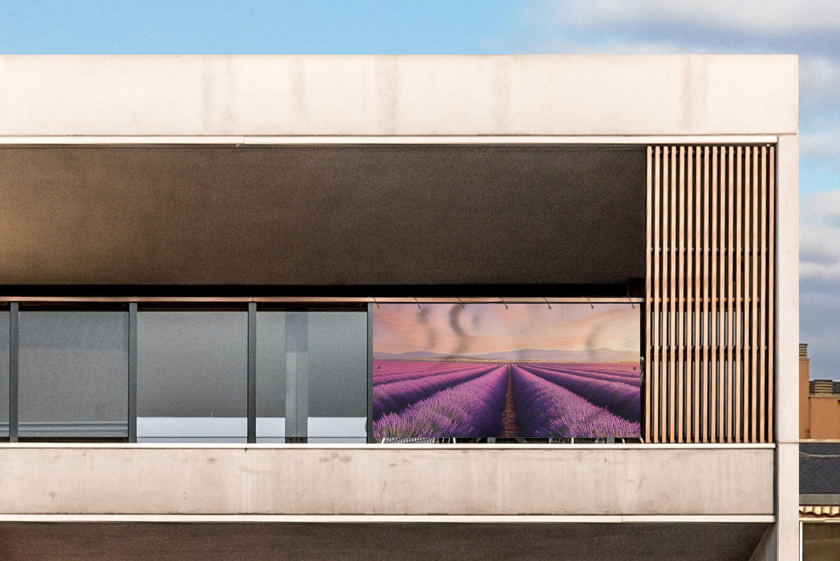 BALKON-SICHTSCHUTZ Lavendelfeld - Sonnenuntergang - Lila - Blumen - Violett, Kunststoff (200/110cm) - MuchoWow