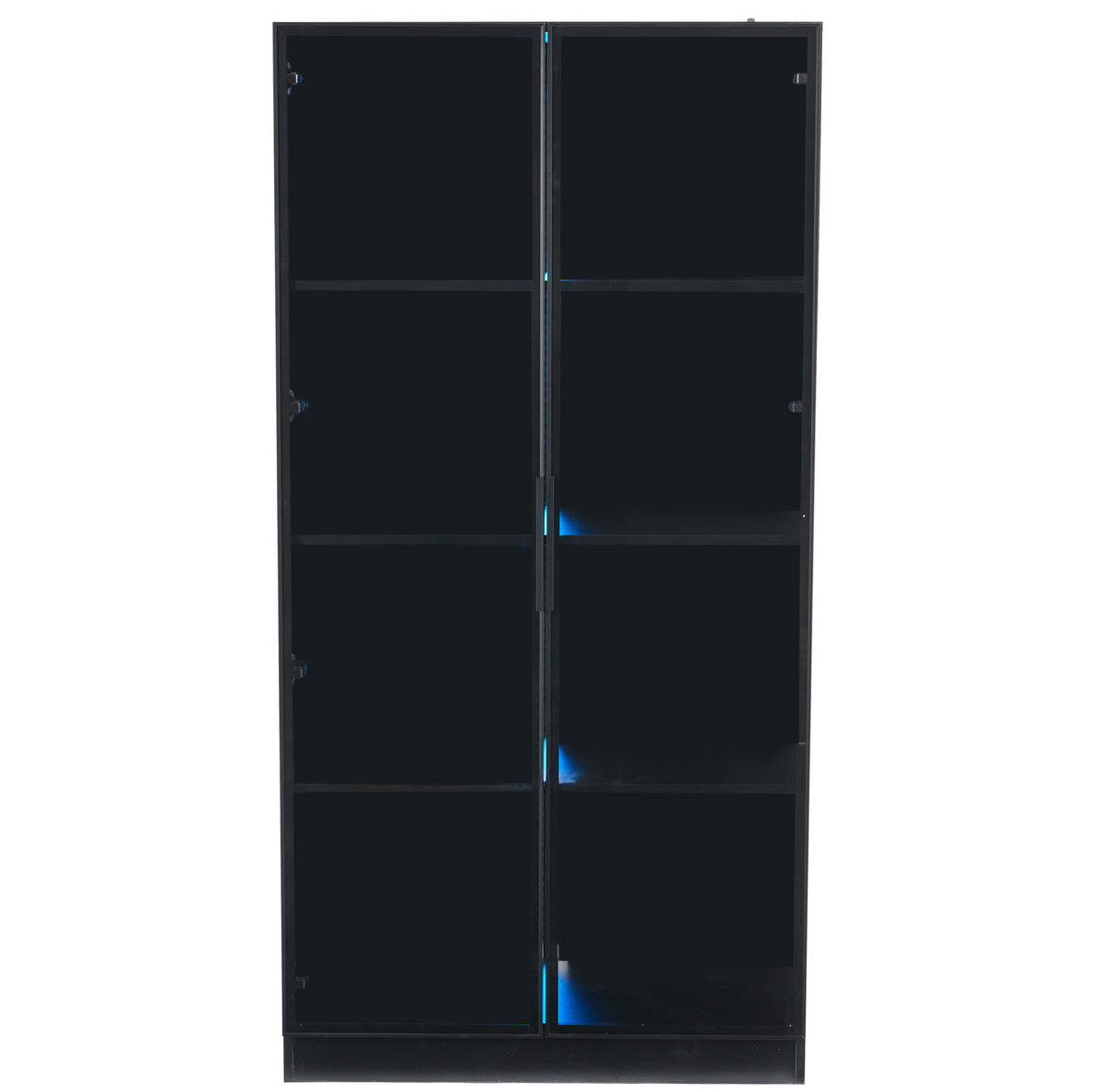 VITRINE aus Spanplatte 80x40x160 cm Schwarz mit APP-LED-Beleuchtung und verstellbaren Einlegeböden - Schwarz, Holzwerkstoff (40/160/80cm) - Modfu