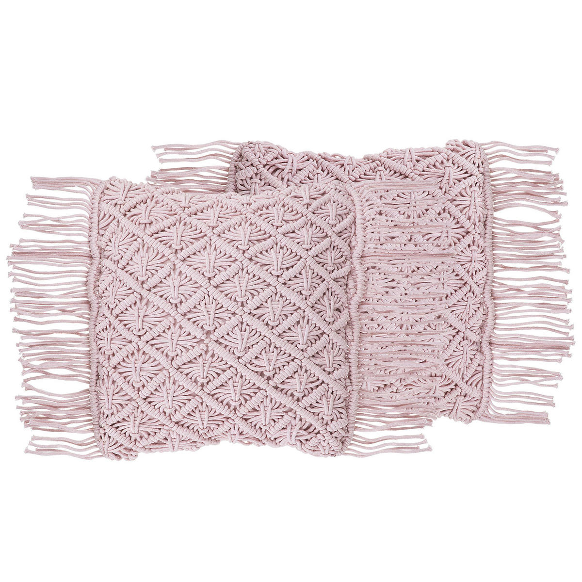 DEKOKISSEN 2er-Set Pastellrosa 40/40 cm Yaniklar - Pink, Naturmaterialen/Textil (40/40cm) - Beliani