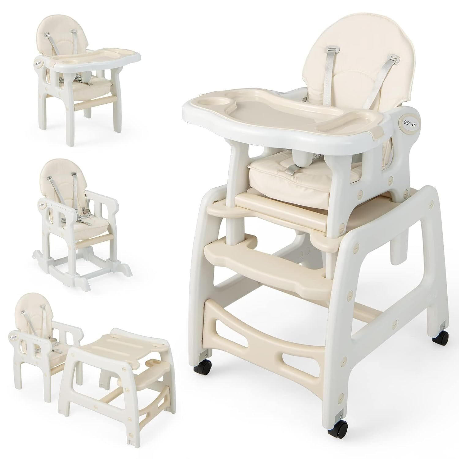 BABYHOCHSTUHL Beige - Beige, Kunststoff (51/104/62cm) - COSTWAY