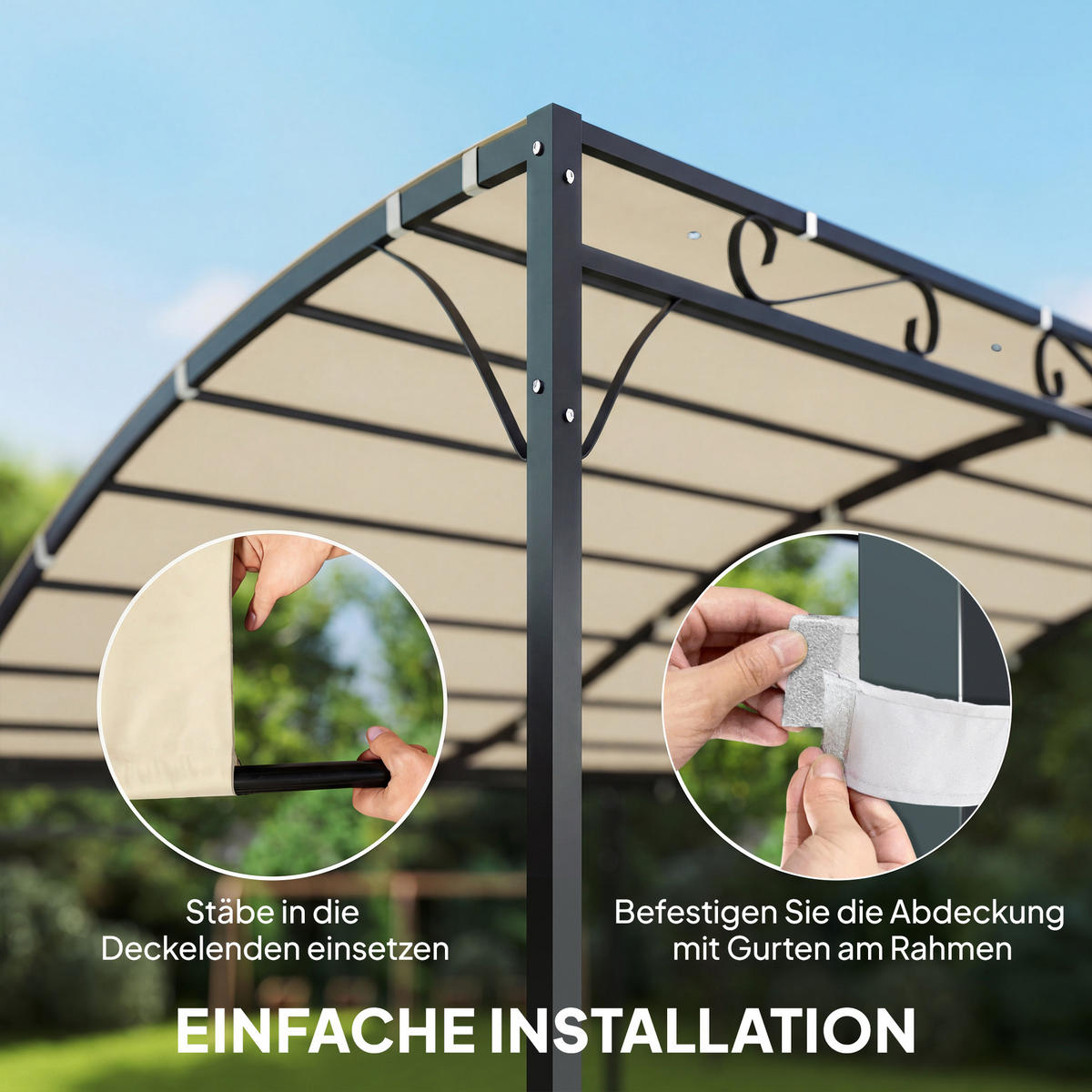 ERSATZDACH für Pergola Sonnensegel für Terrassenüberdachung Ersatz-Dachplane für 3 x 3 m Pavillon 298x293 cm Cremeweiß - Creme, Textil (298/1/293cm)