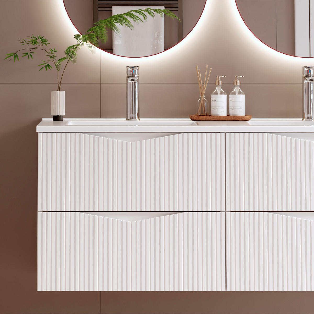 DOPPELWASCHTISCH 120cm Tao Weiß - Weiß, Holzwerkstoff (120/50/45.8cm) - Petits-meubles