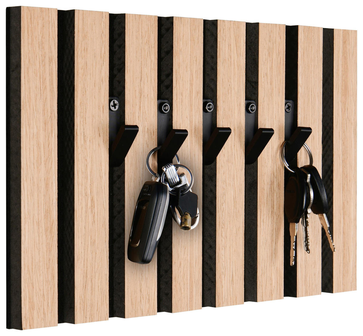 SCHLÜSSELBOARD Grace Schwarz/Eiche inkl. 5 Haken - Schwarz, Textil (31/20/2cm) - Mömax
