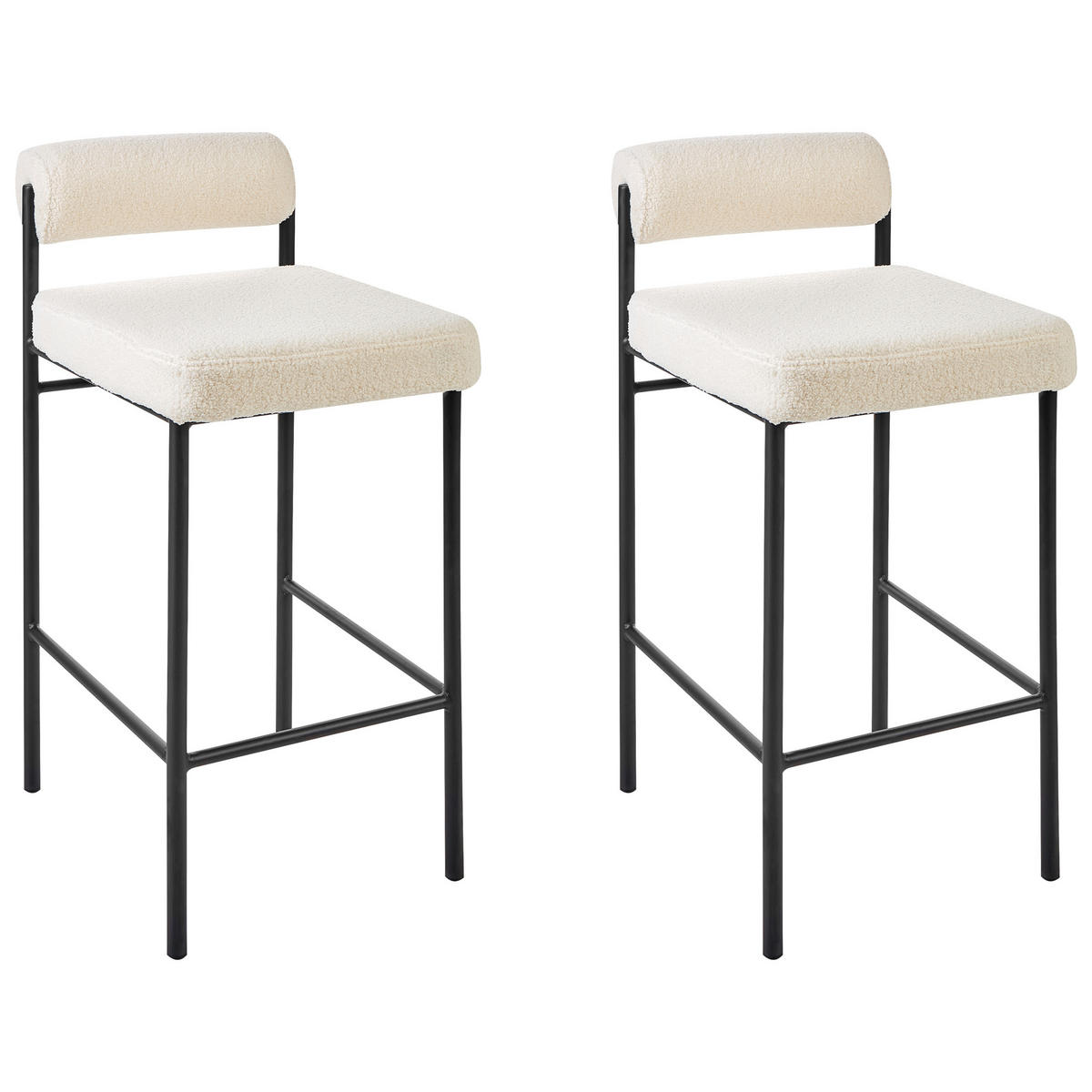 BARSTÜHLE 2er-Set Weiß Amaya - Creme/Schwarz, Textil (42/82/42cm) - Beliani
