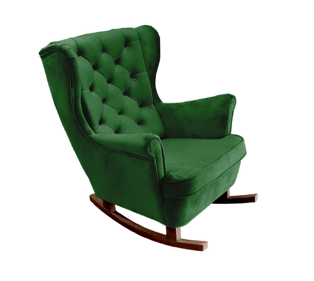 SCHAUKELSESSEL mit gepolstertem Sitz und Armlehnen, 102x81x95 cm, Grün_29849 - Braun/Hellgrün, Holz/Textil (81/102/95cm) - DomoHome
