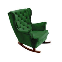 SCHAUKELSESSEL mit gepolstertem Sitz und Armlehnen, 102x81x95 cm, Grün_29849 - Braun/Hellgrün, Holz/Textil (81/102/95cm) - DomoHome