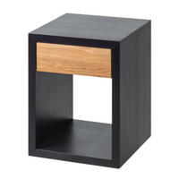 NACHTTISCH Hugo, Schwarz/Eiche, 30/30/39 cm - Schwarz, Holz (30/39/30cm) - WOODEK
