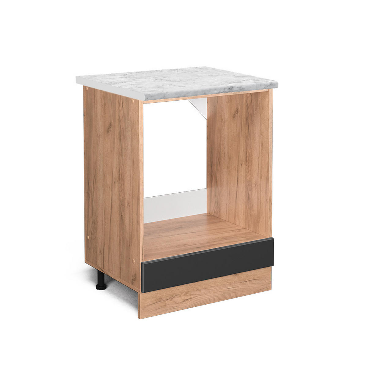 HERDUMBAUSCHRANK R-Line Anthrazit Hochglanz 60 cm AP Marmor - Anthrazit/Eiche Wotan, Holzwerkstoff (60/81.6/60cm) - Vicco