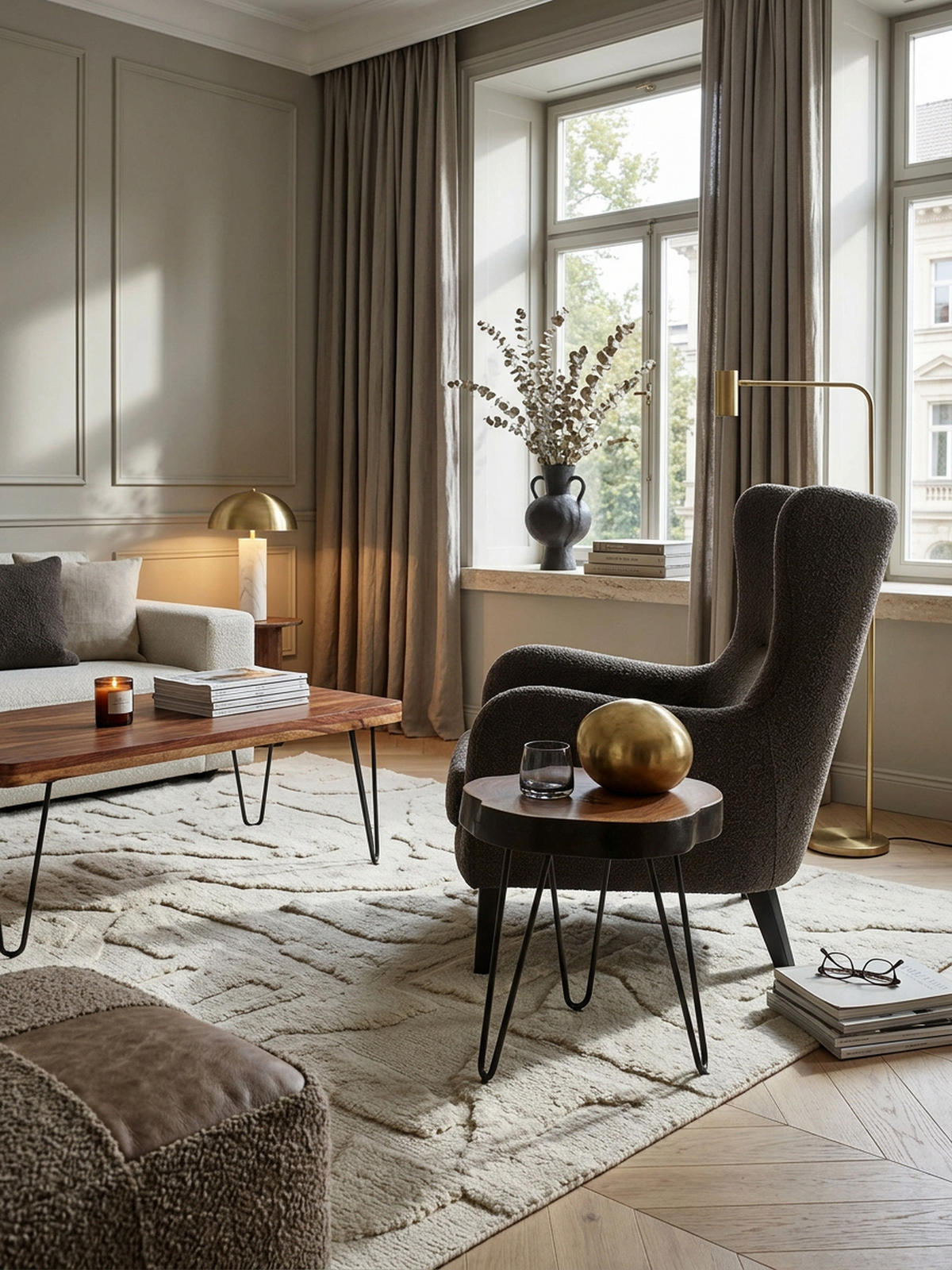 BEISTELLTISCH Massivholz Metallbeine Baumstammoptik BALU, Braun 35x35x45 cm - Schwarz/Braun, Holz/Metall (35/35/45cm) - KADIMA DESIGN