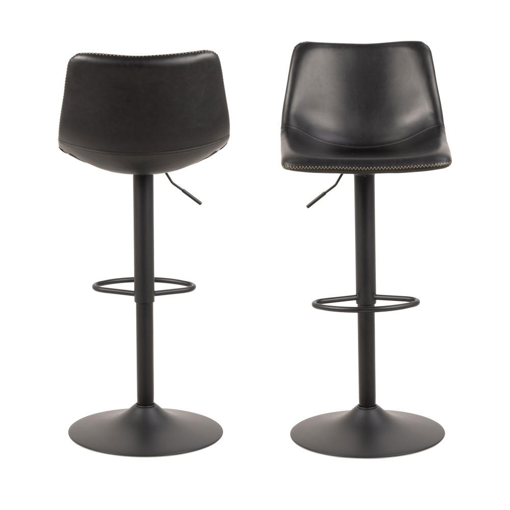 HOCKER höhenverstellbar aus Kunstleder und Metall H61-83cm - Anartia - Schwarz - Schwarz, Naturmaterialien (47/110/51cm) - Drawer